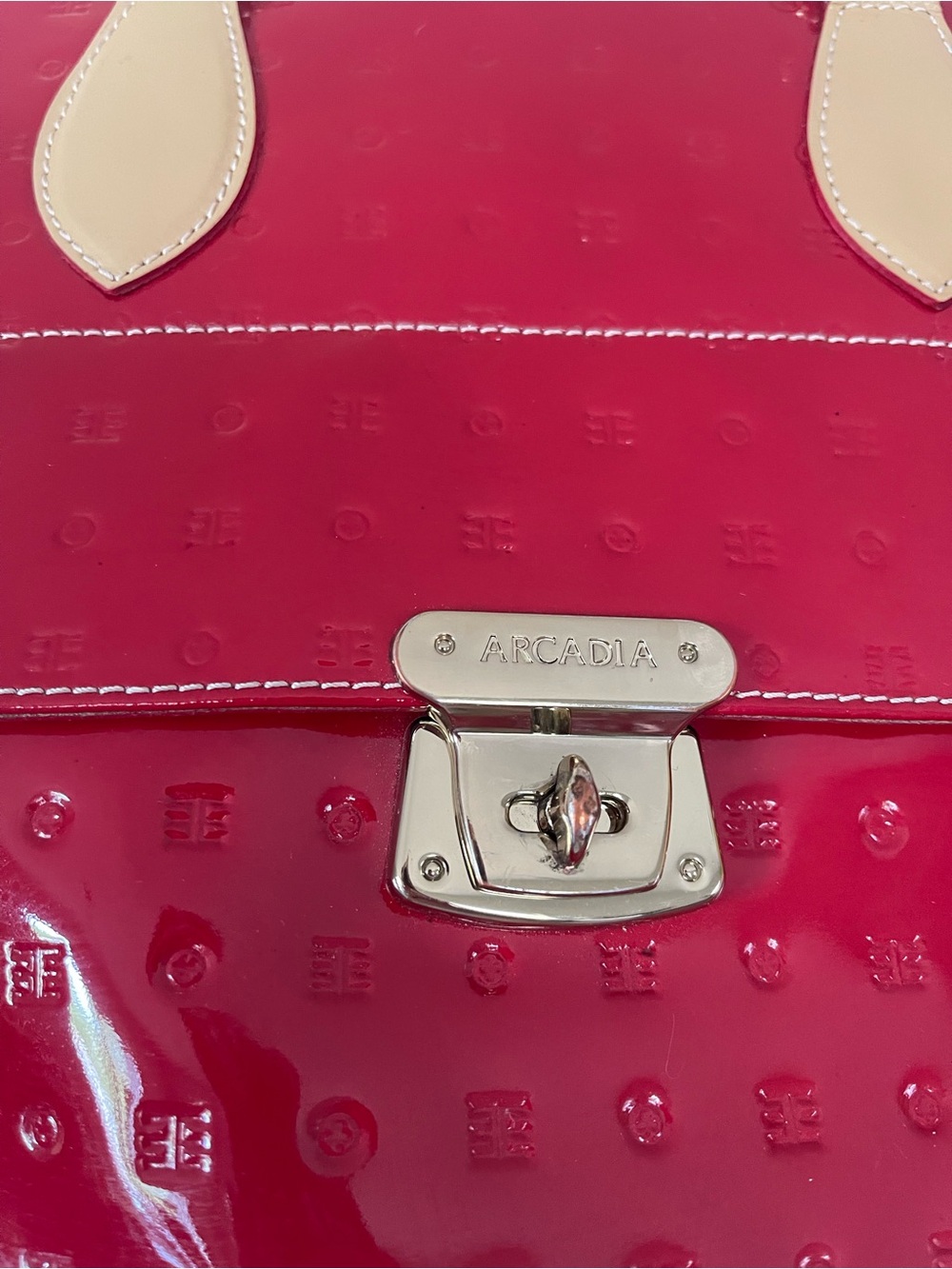 🤩ARCADIA ITALIAN PATENT RED SATCHEL BAG - Picture 2 of 12